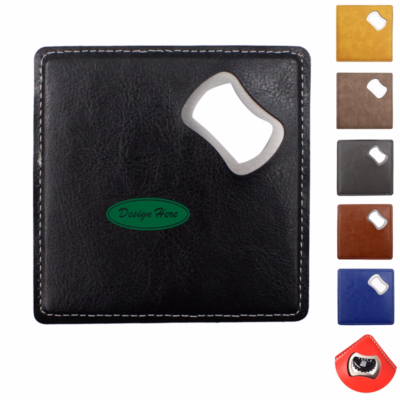 3.8" Square Coaster with Dual-Function Opener