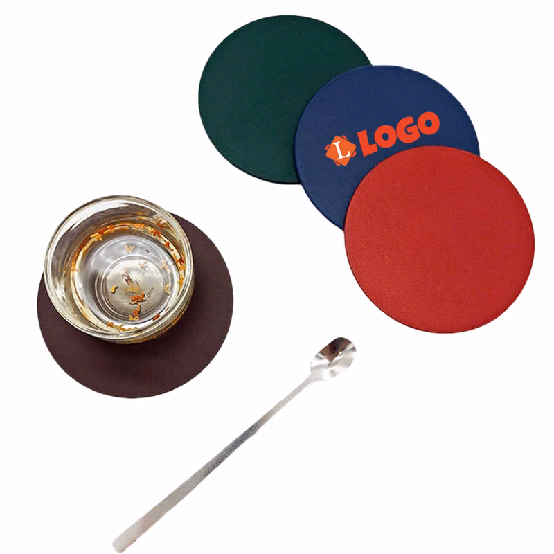 PU Leather Beverage Coaster with Logo