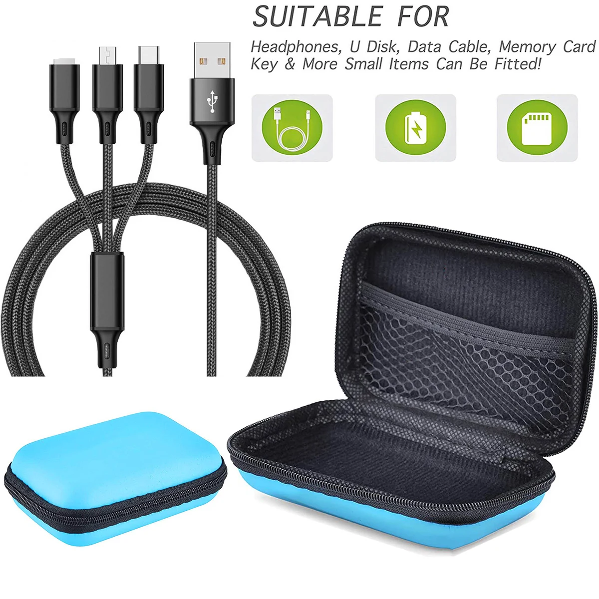 Carrying USB Cable CaseWith A 2A 3 In 1 USB Cable Set 1