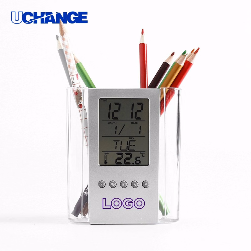 Pen Holder Desk Clock