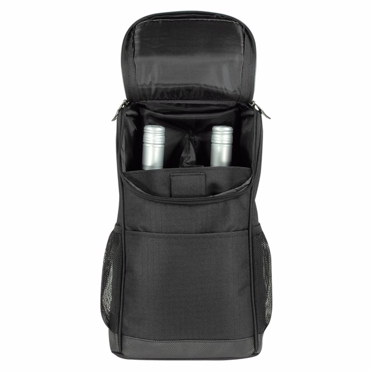Ripstop Two Bottle Wine bag with Leather-Like Bottom