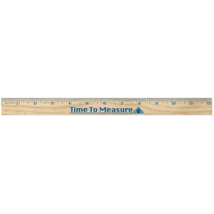 12" Natural Wood Ruler 1 side 1