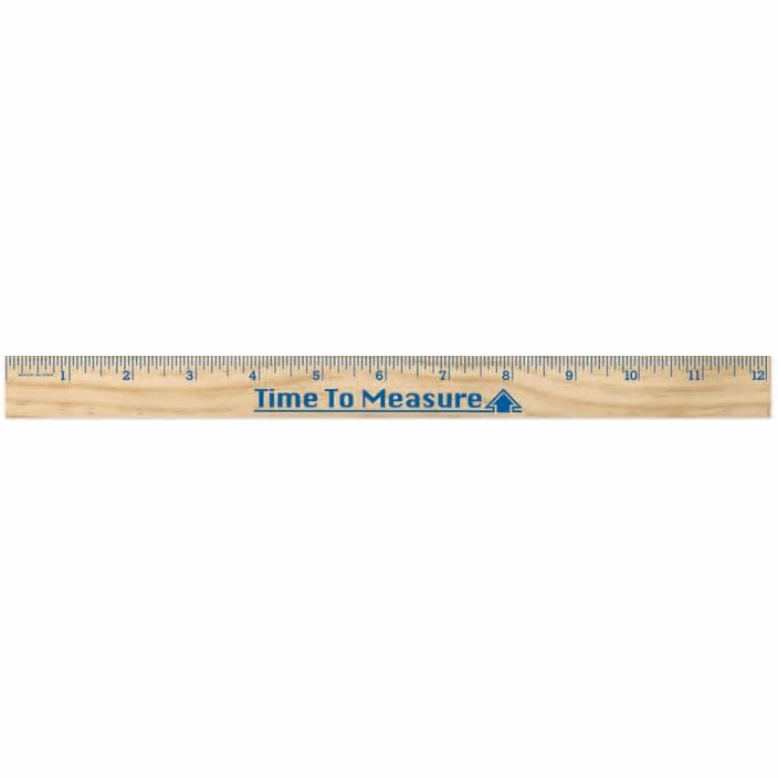 12" Natural Wood Ruler 1 side