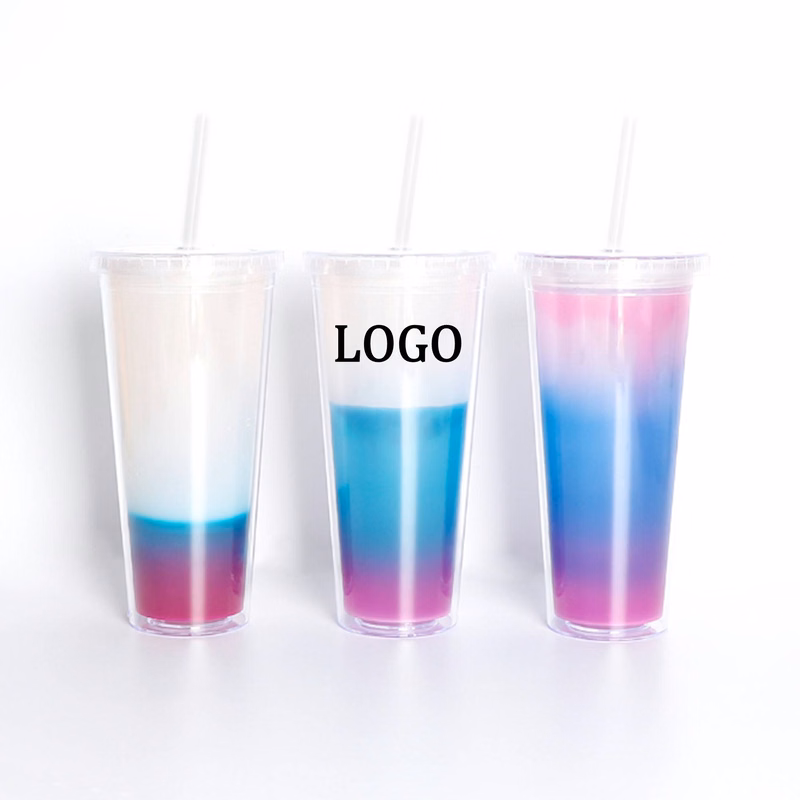 20 Oz. Double Wall Color Changing Straw Tumbler