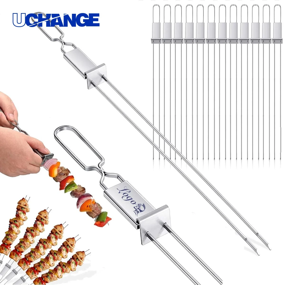 BBQ Stainless Steel Skewer with Slider 1