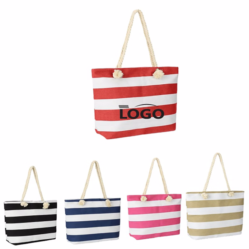Canvas Striped Large Capacity Tote Bag