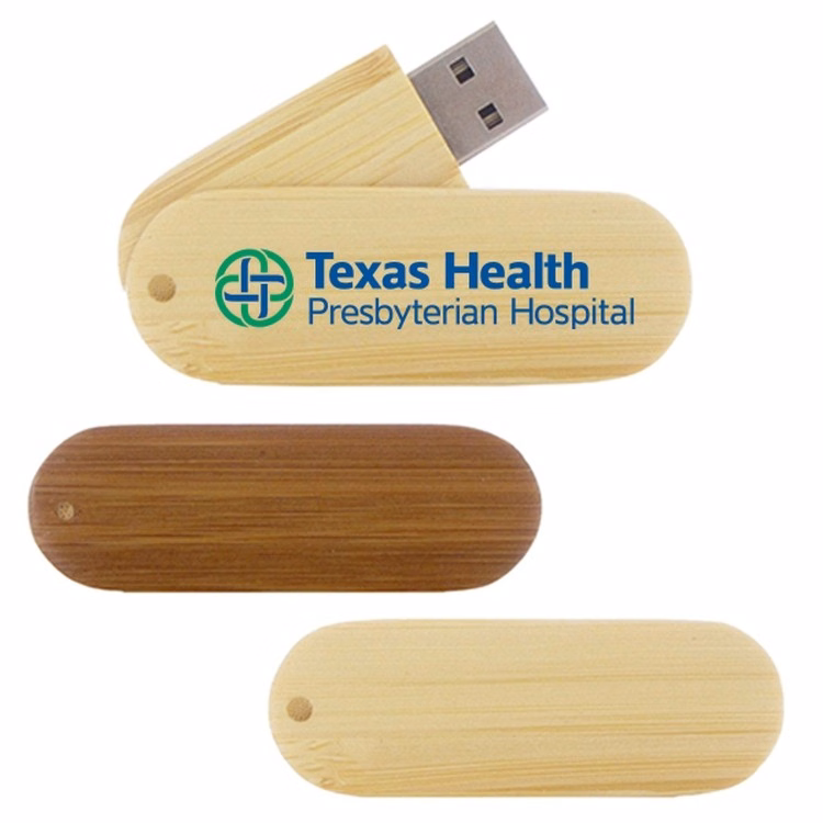 16GB Bamboo Wood USB Swivel Flash Drive