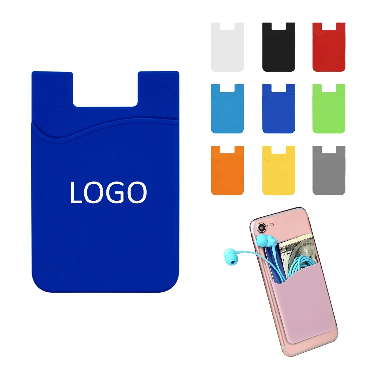 Stick-on Silicone Cell Phone Wallet Card Sleeve 1
