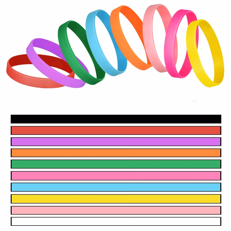 Printed Colorful Filled Silicone Wristbands Blank Bracelets