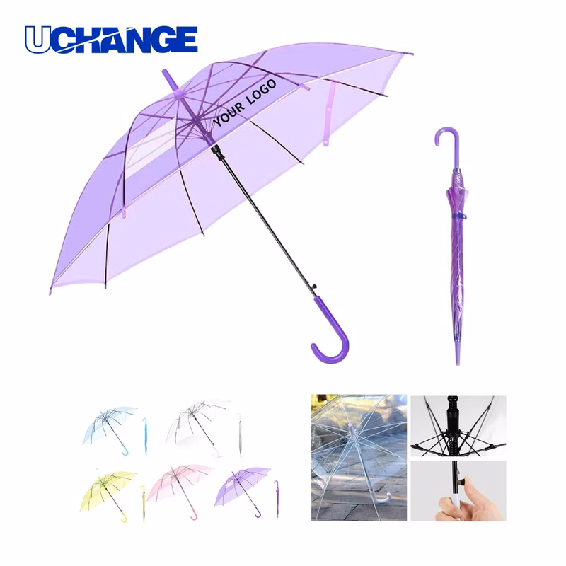 Clear PVC Umbrella with Crook Handle 28"