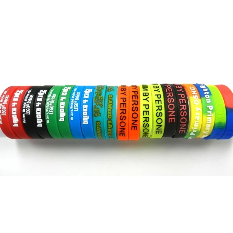 SM00216 Color filled Emboss Silicone bracelets / wristbands 1