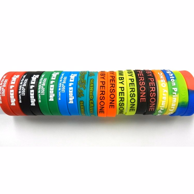SM00216 Color filled Emboss Silicone bracelets / wristbands