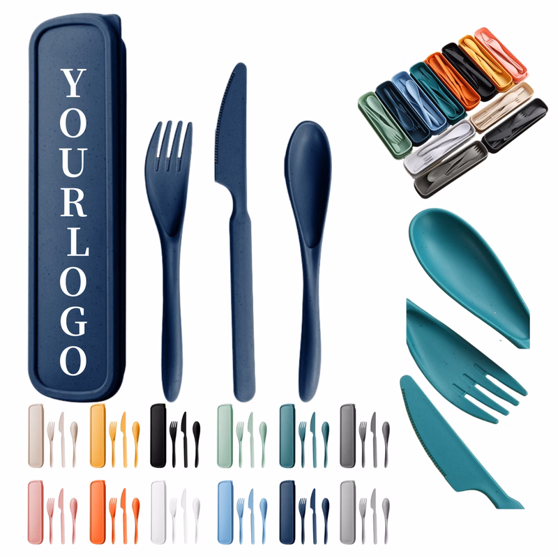 Wheat Straw Cutlery Set Pull-Out Case