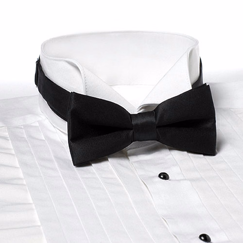 Black Solid Color Bow Tie - Adjustable Band