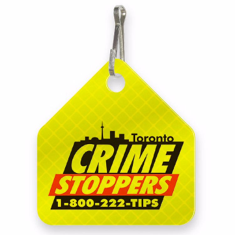 Ultra Reflective Yellow Bag Tag House shape 2" x 2.125", Screen-printed