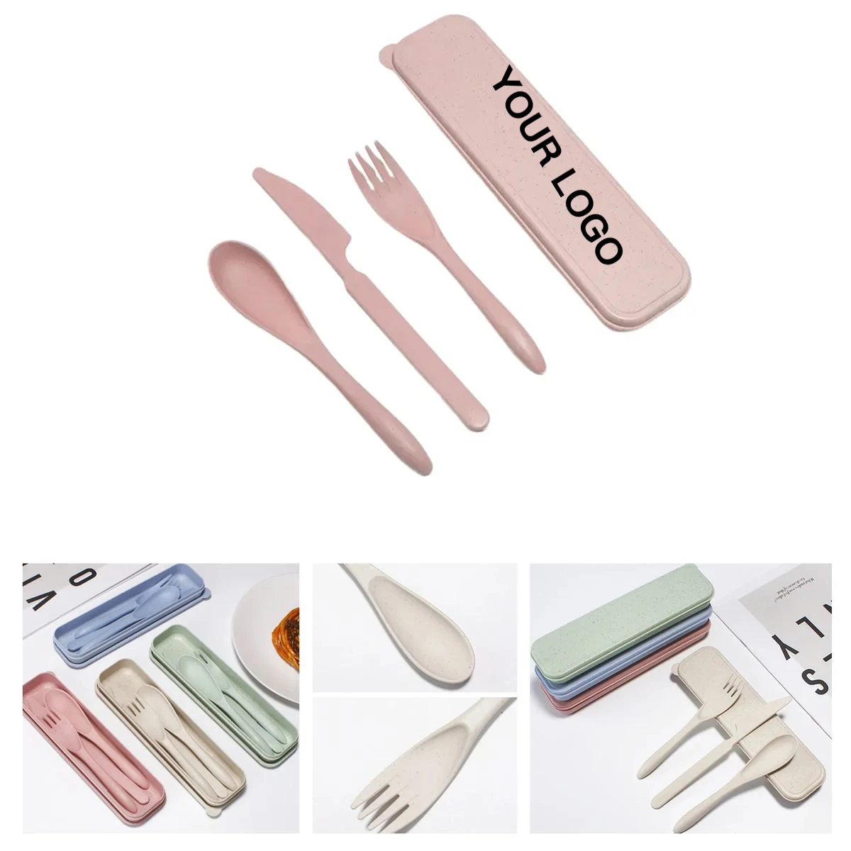 Eco Wheat Straw Cutlery Set with Portable Case 1