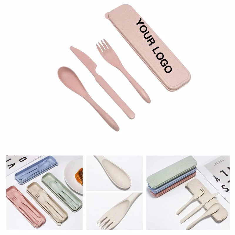 Eco Wheat Straw Cutlery Set with Portable Case