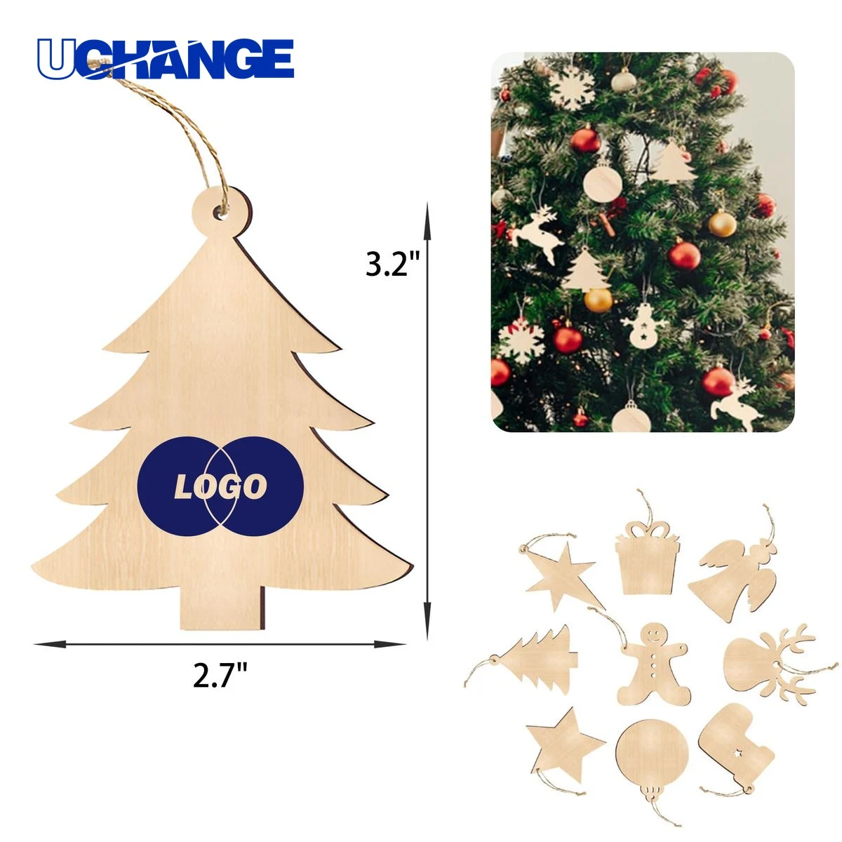 Natural Wooden Tree Pendant Ornament 1