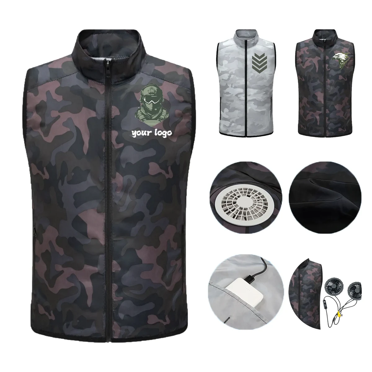 Camouflage Vest with Built-in Fan 1