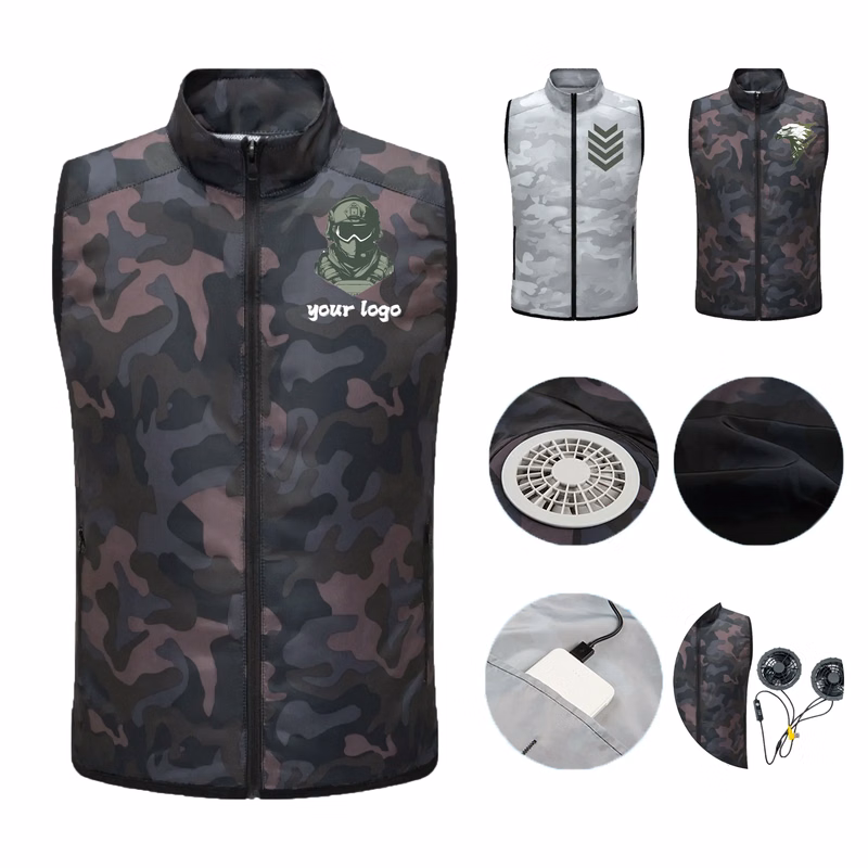 Camouflage Vest with Built-in Fan
