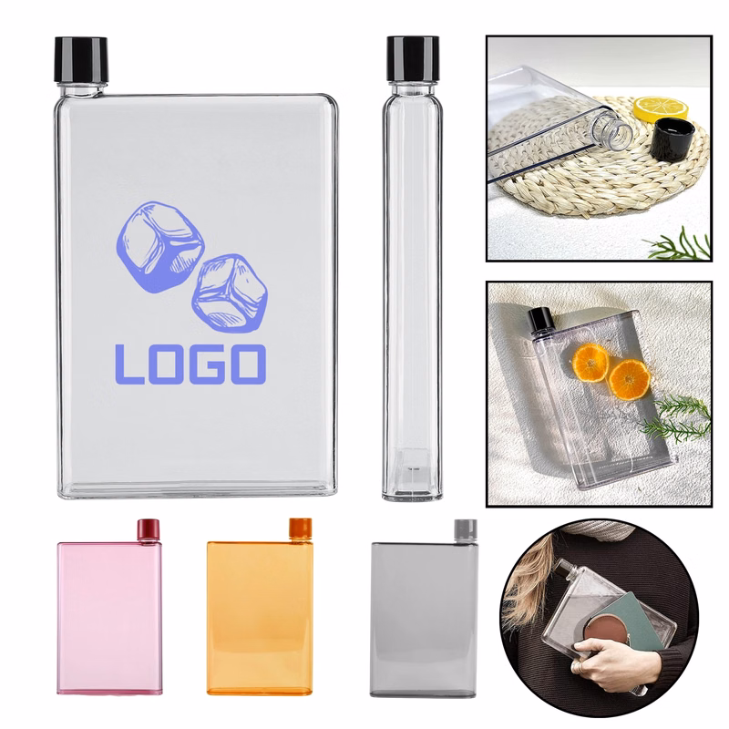 Clear Reusable Slim Flat Water Bottle