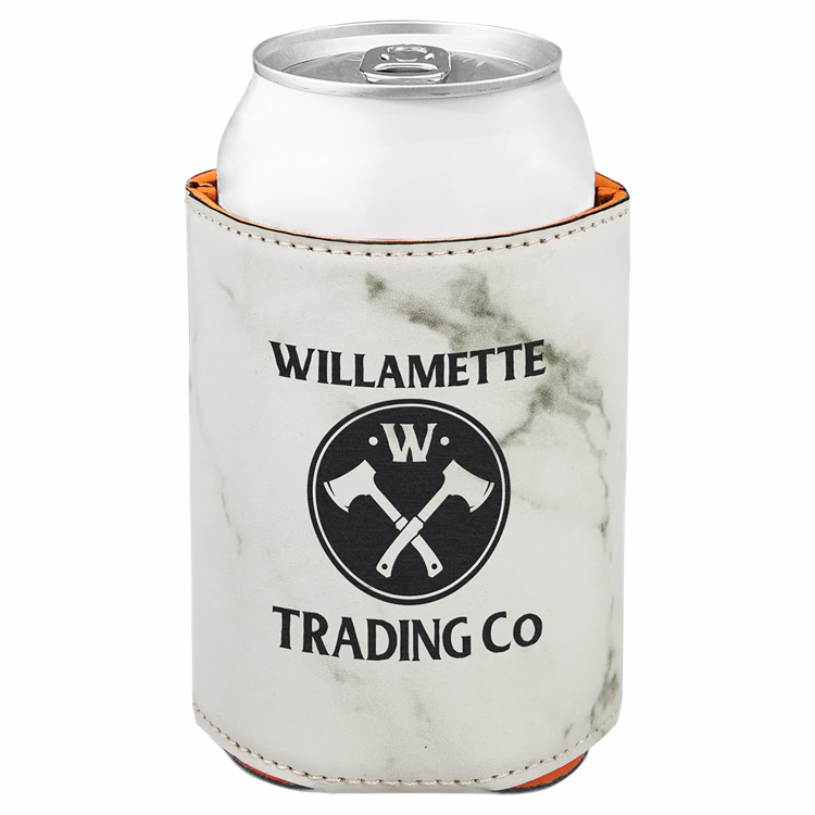3 3/4" White Marble Leatherette Beverage Holder