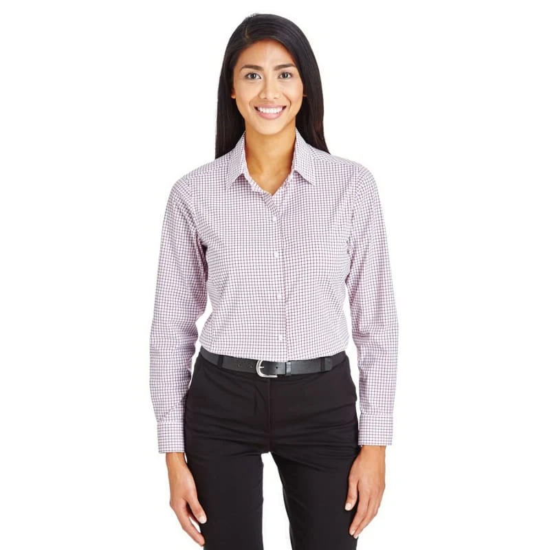 Devon & Jones CrownLux Performance™ Ladies' Micro Windowpane Shirt 1