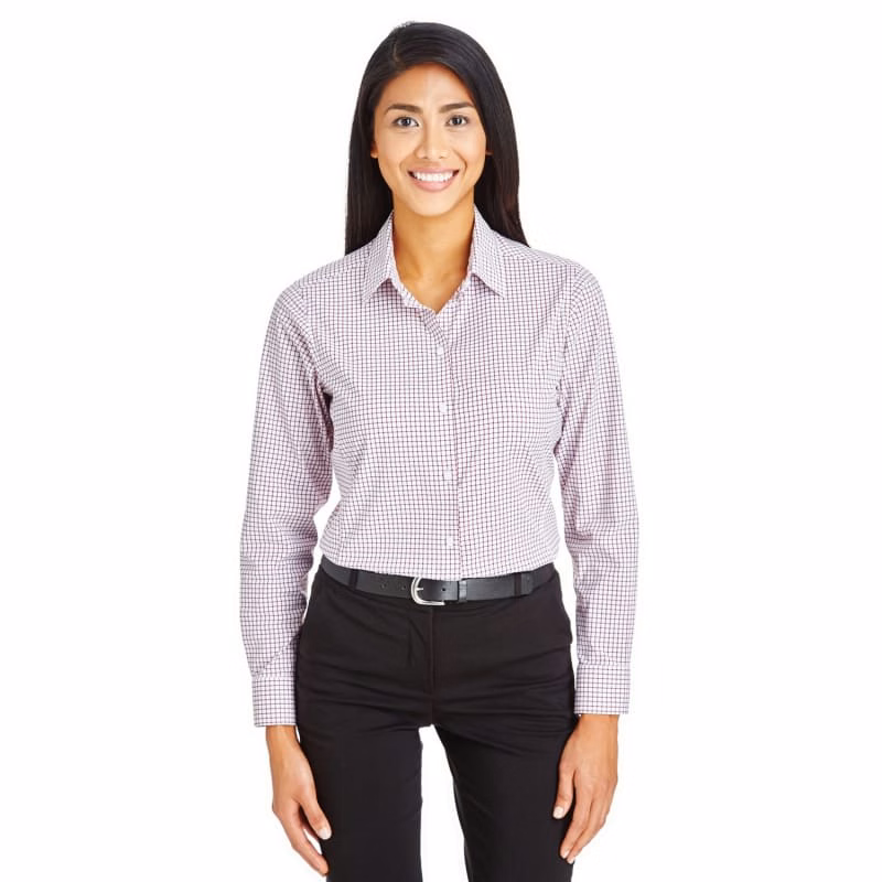 Devon & Jones CrownLux Performance™ Ladies' Micro Windowpane Shirt