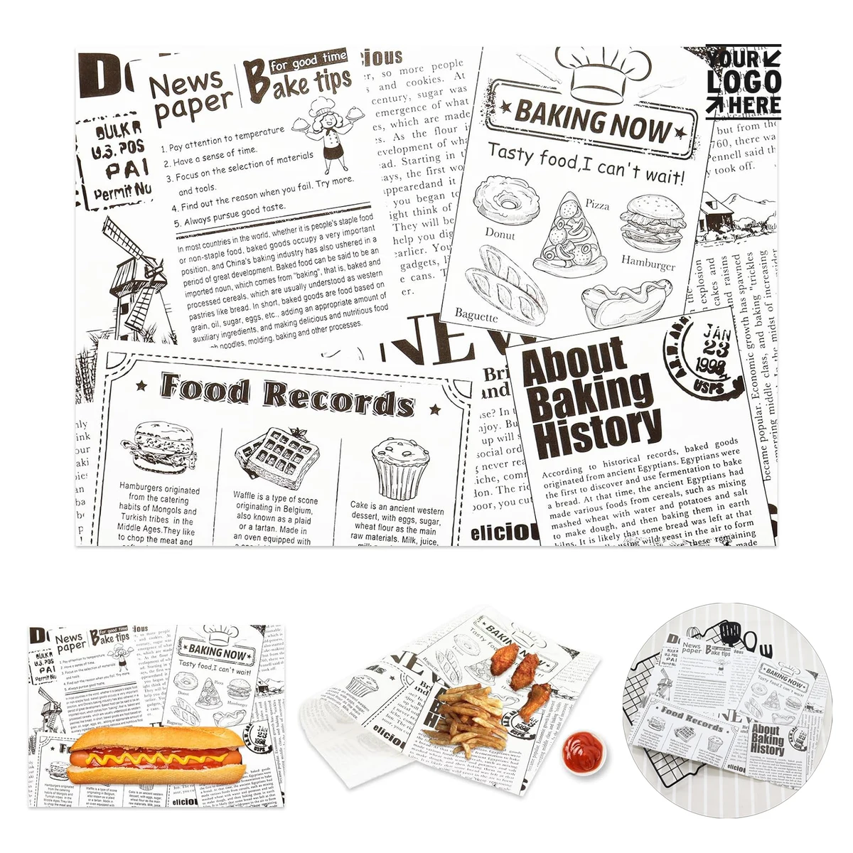 Deli Paper Sheet 10" x 14" Premium Food Basket Liner Grease Resistant Wax Paper 1