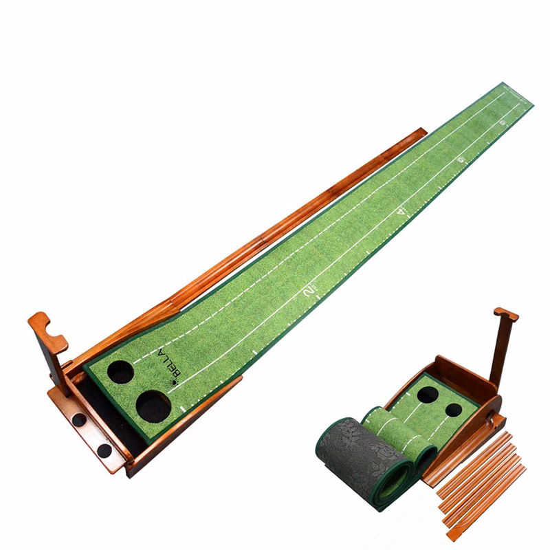 Golf crystal velvet wooden putter practice mat