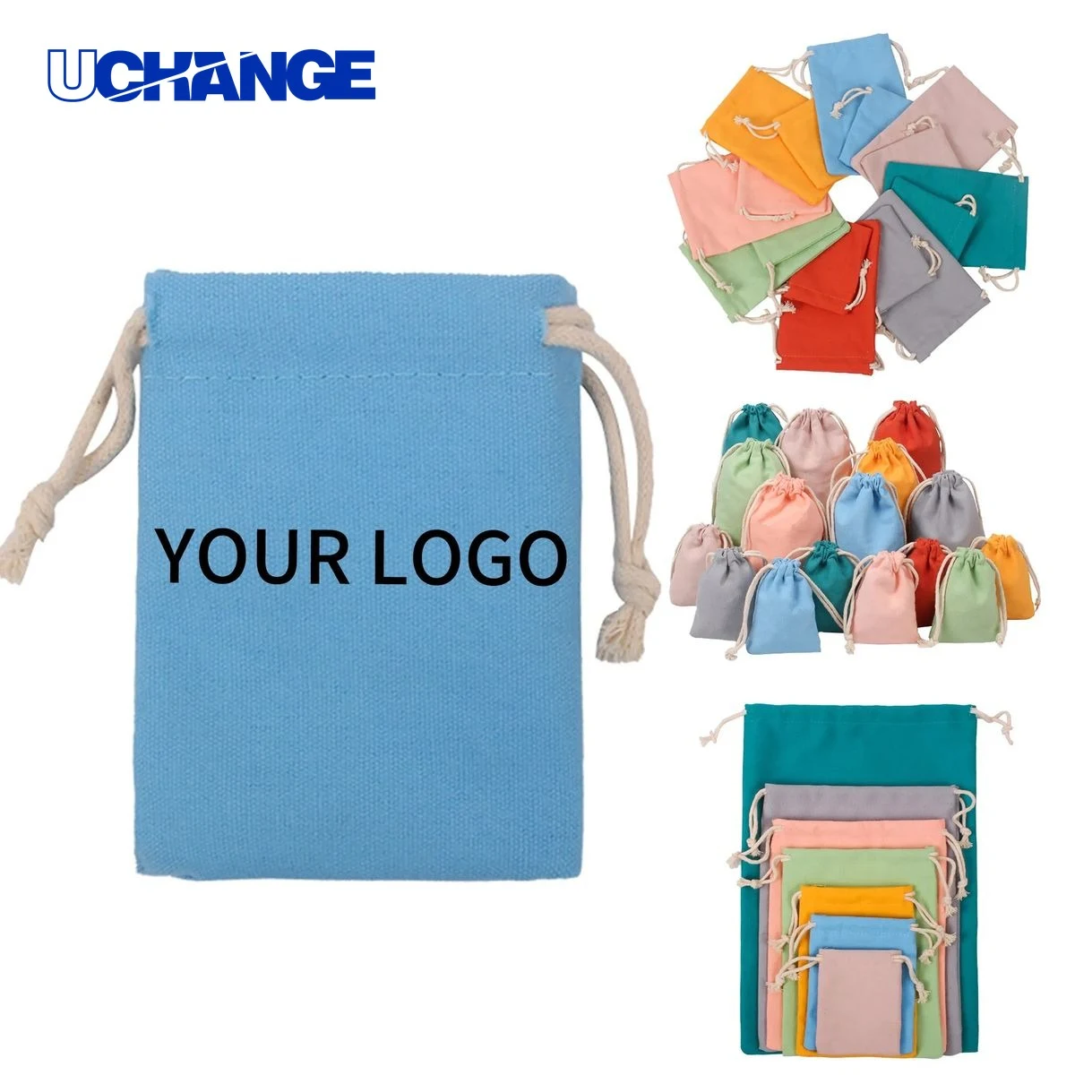 Reusable Cotton Drawstring Bag Pouch Compact 1