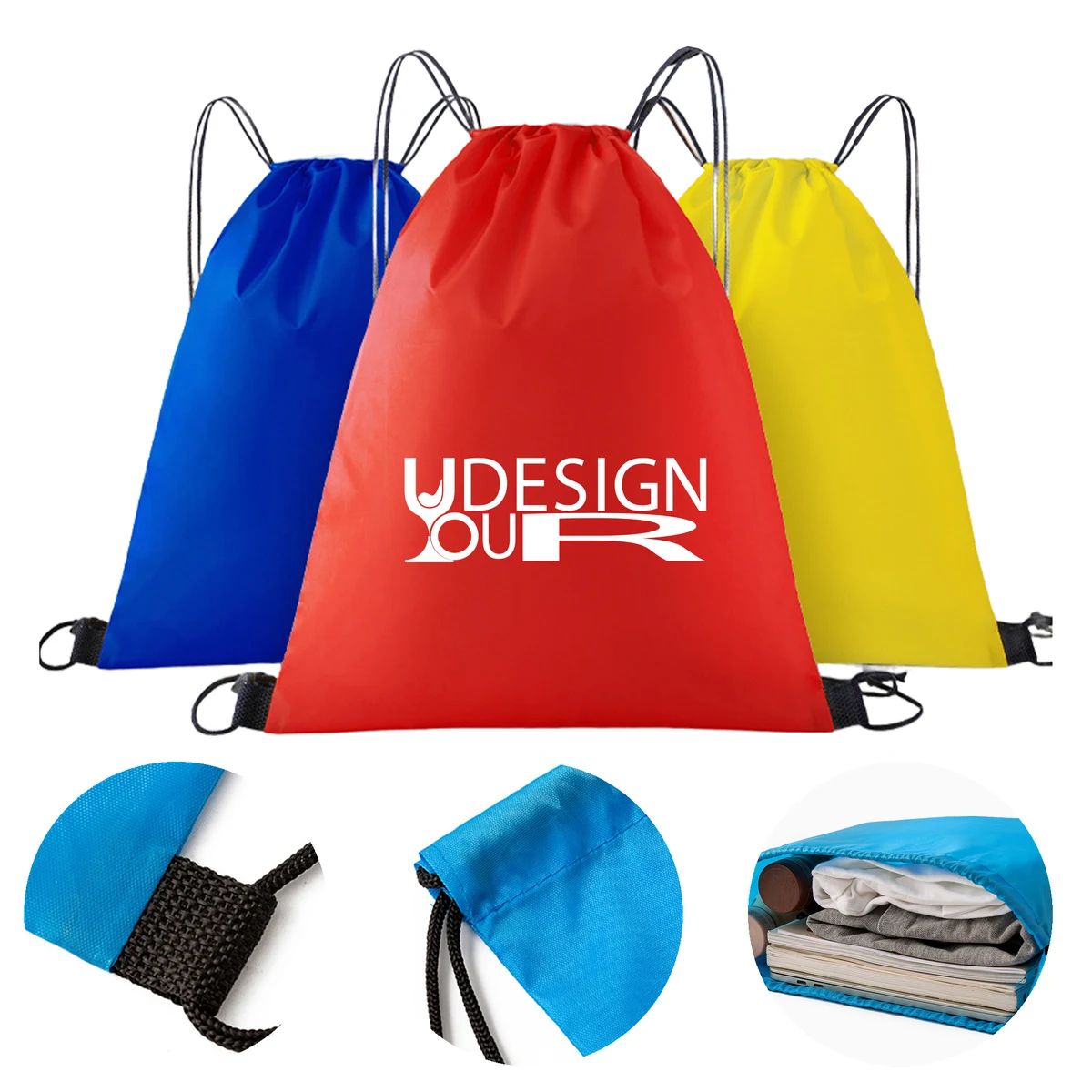 Lightweight 210D Polyester Drawstring Backpack 1