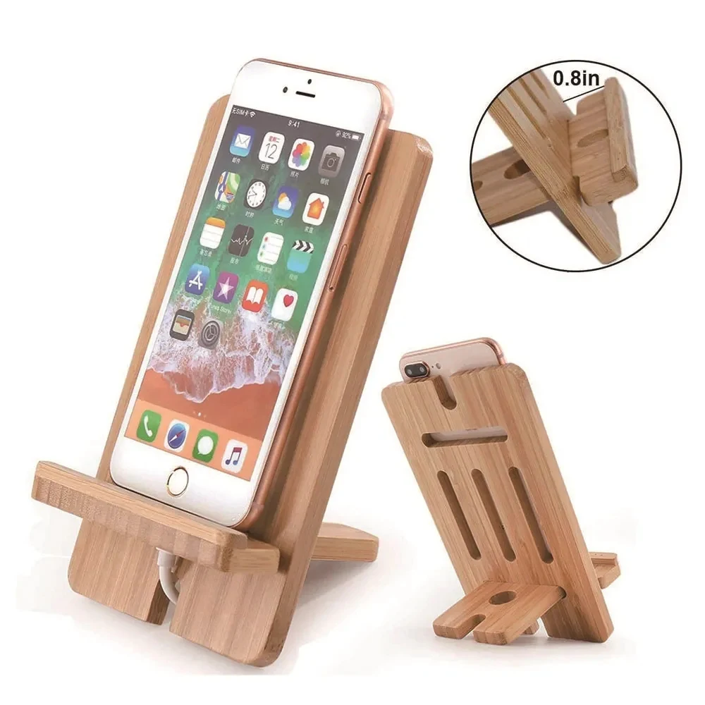 2 in 1 Natural Bamboo Cell Phone Stand 1