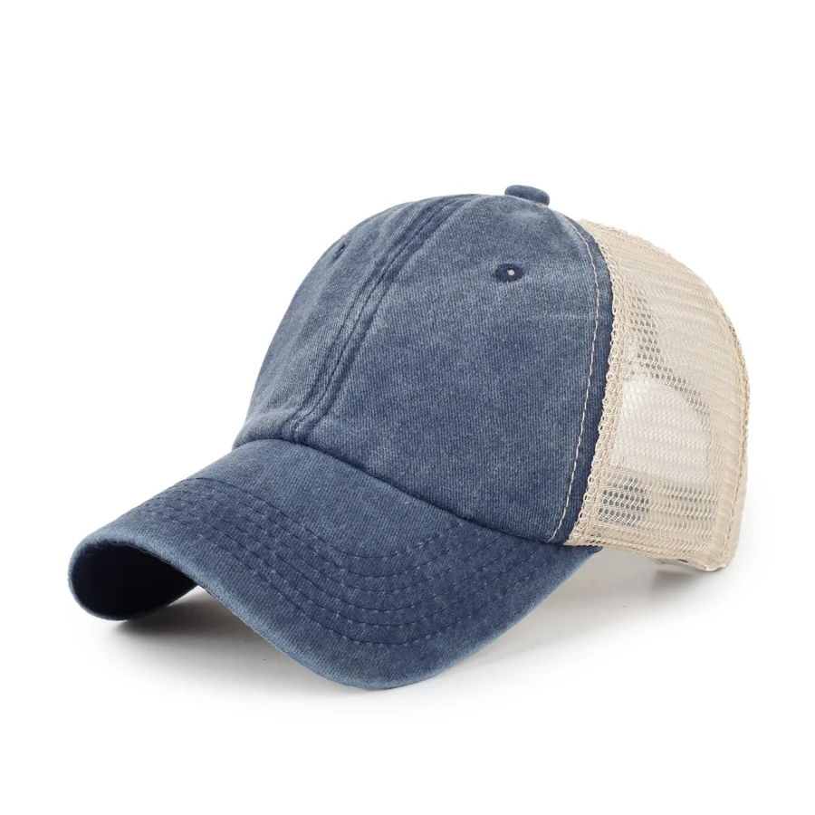 Premium Washed Cotton Custom 6 Panel Trucker Cap 1