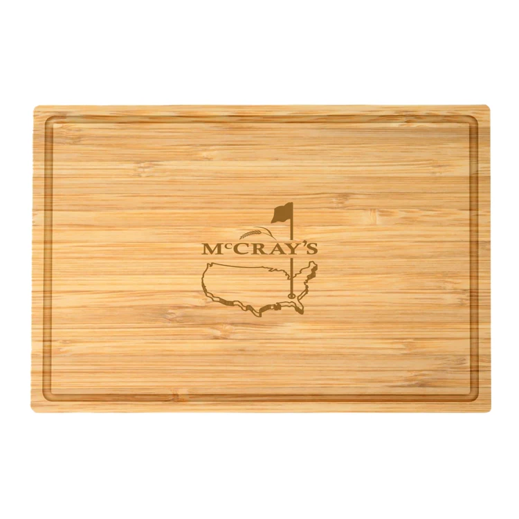 18" Rectangle Bamboo Cutting Board Thick Style with Juice Groove 1