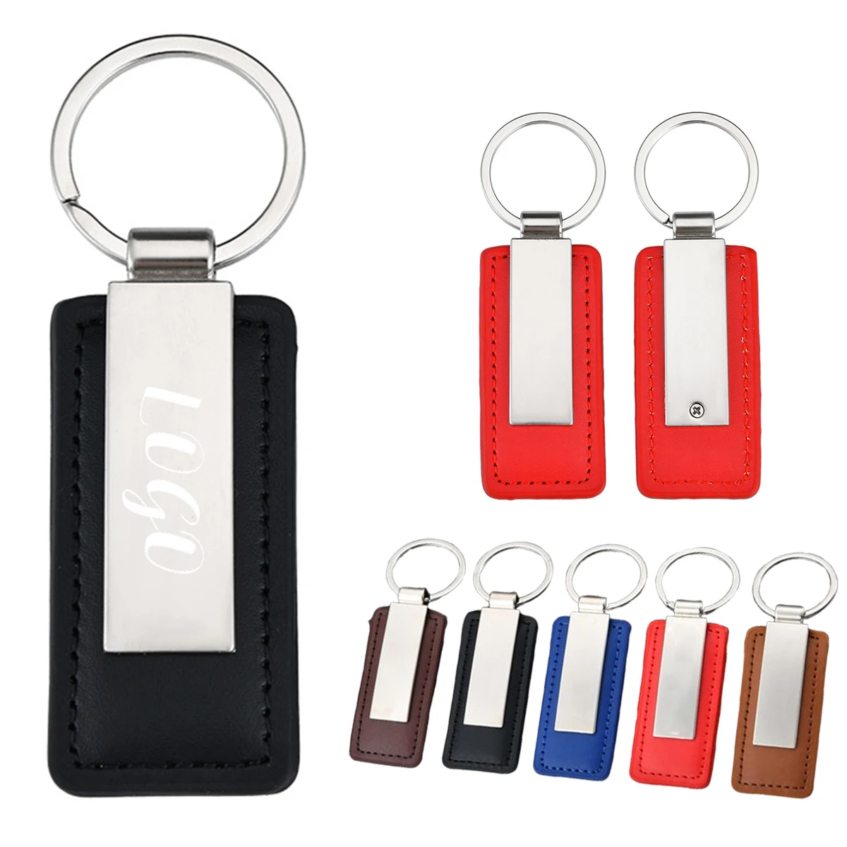 Customizable Metal And Leather Keychain 1
