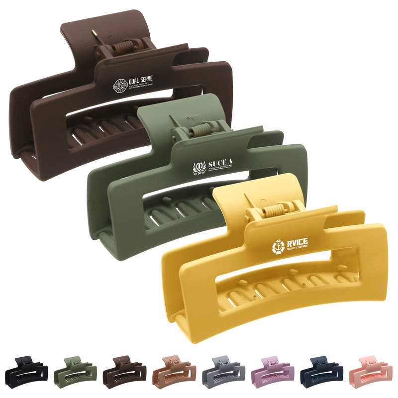 3.35" L Pad Printed Rectangle Hair Clips for Women