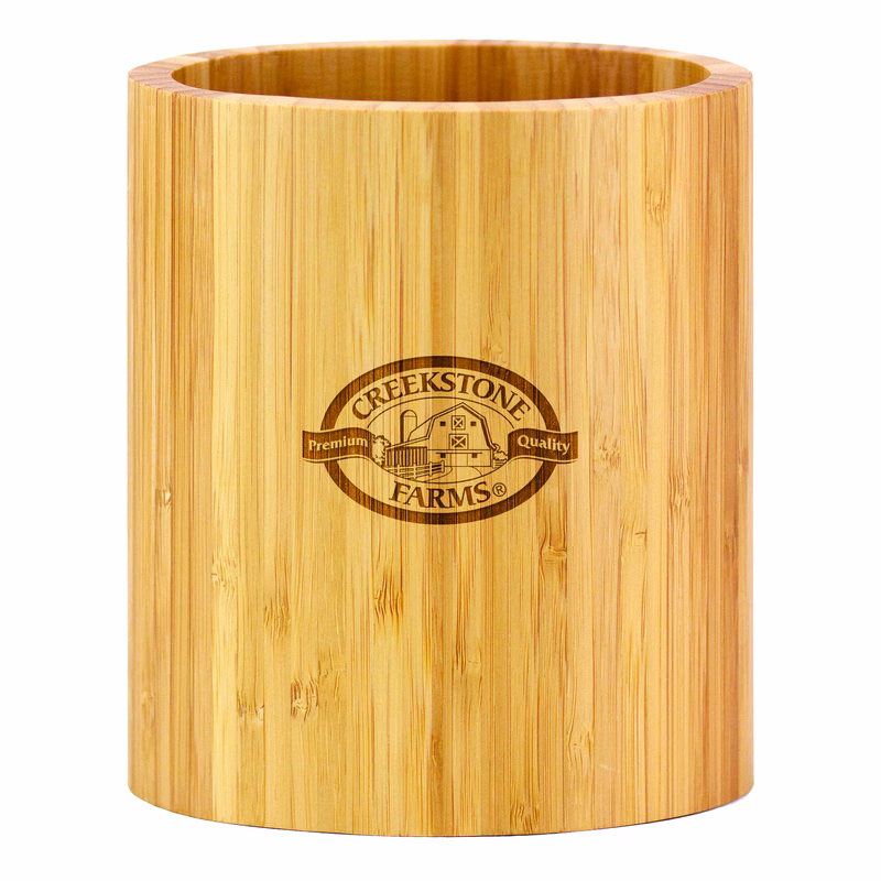Oval Shaped Bamboo Kitchen Utensil Holder