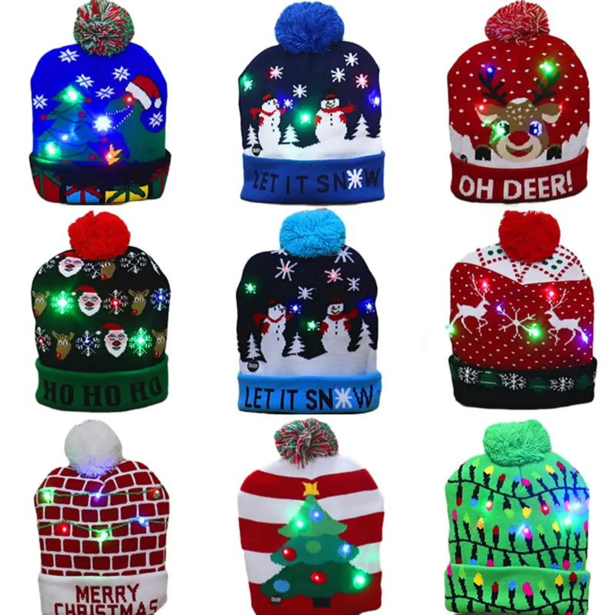 Birthday Christmas LED Lights Knitted Hat MOQ 100PCS 1