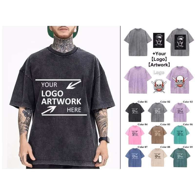 230 gsm Washed Cotton T Shirt with Logo