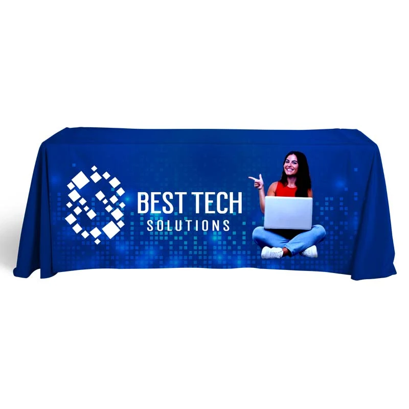 6' Flat, 4 Sided Dye Sublimation Front Panel Imprint Table Cover 1