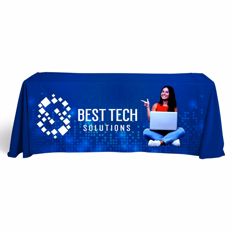 6' Flat, 4 Sided Dye Sublimation Front Panel Imprint Table Cover