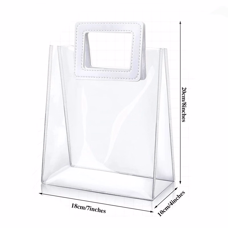 MOQ200 Clear PVC Tote Bag With White Handle