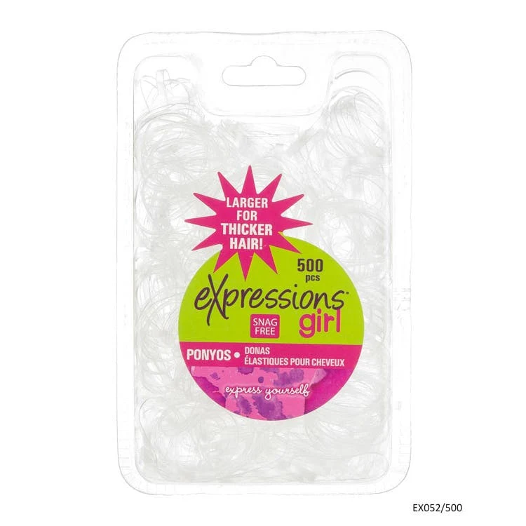 Elastic Hair Bands - 500 Pack Clear Large 1