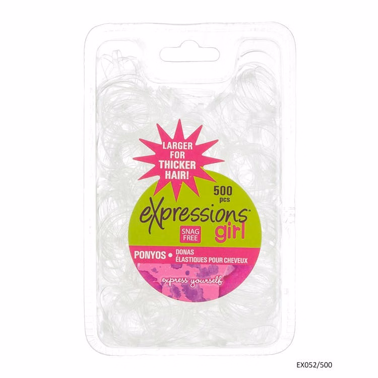 Elastic Hair Bands - 500 Pack Clear Large