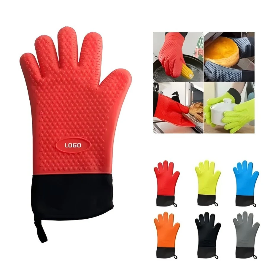 BBQ Oven Mitts Heat Resistant Silicone Grilling Gloves 1