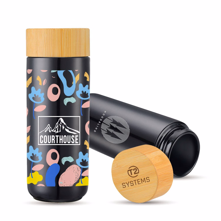 10 oz. Double Wall Ceramic Bottle w/Bamboo Lid