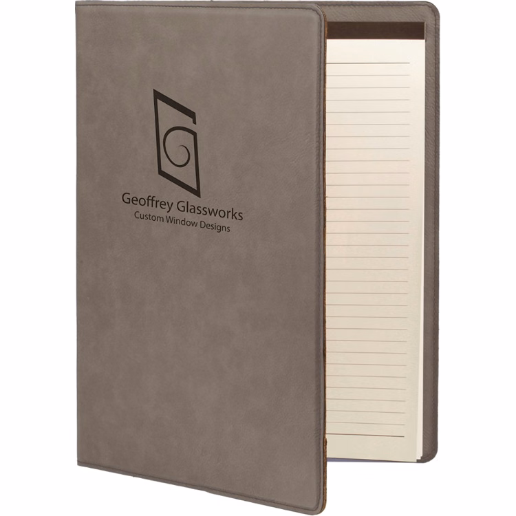 7" x 9" Gray Leatherette Small Portfolio with Notepad