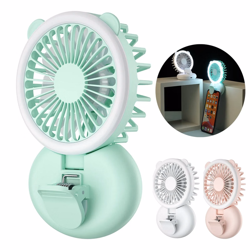 Handheld Mini Fan With Selfie Ring Light