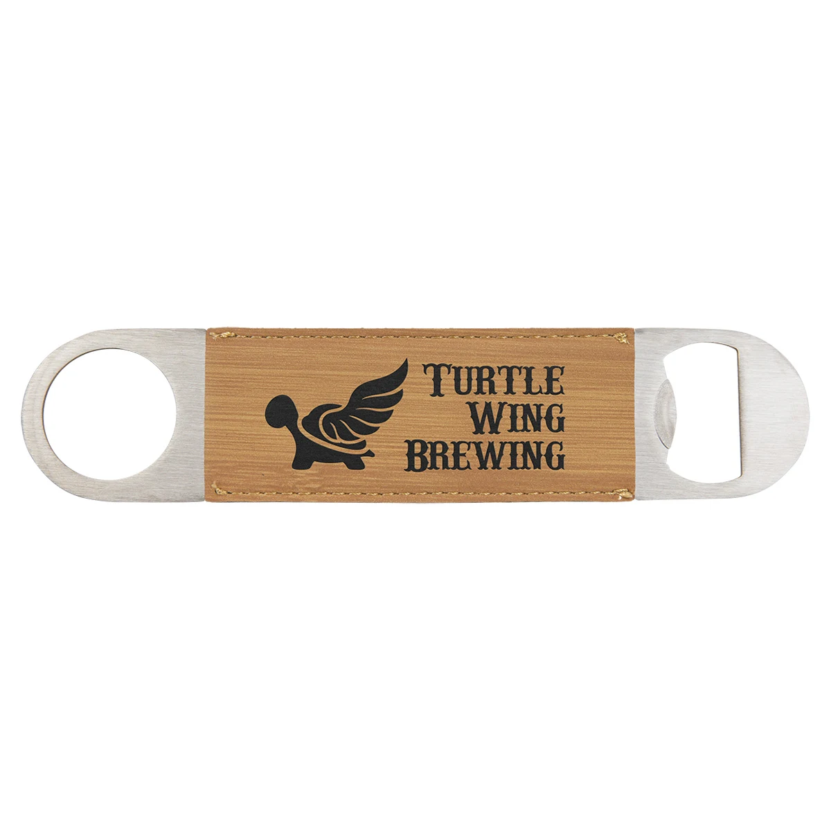 Bamboo Leatherette Bottle Opener 1